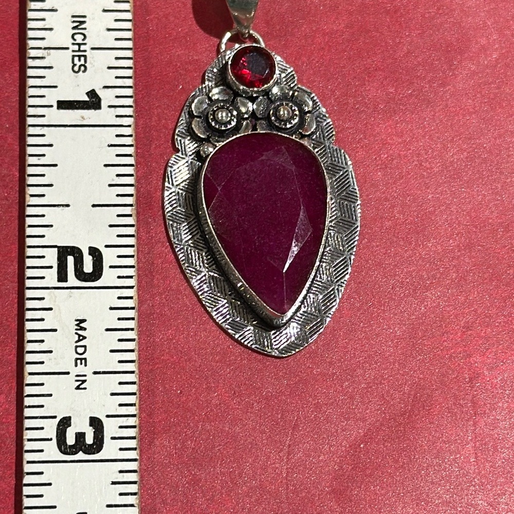 Ruby & Garnet Silver Pendant - image 8